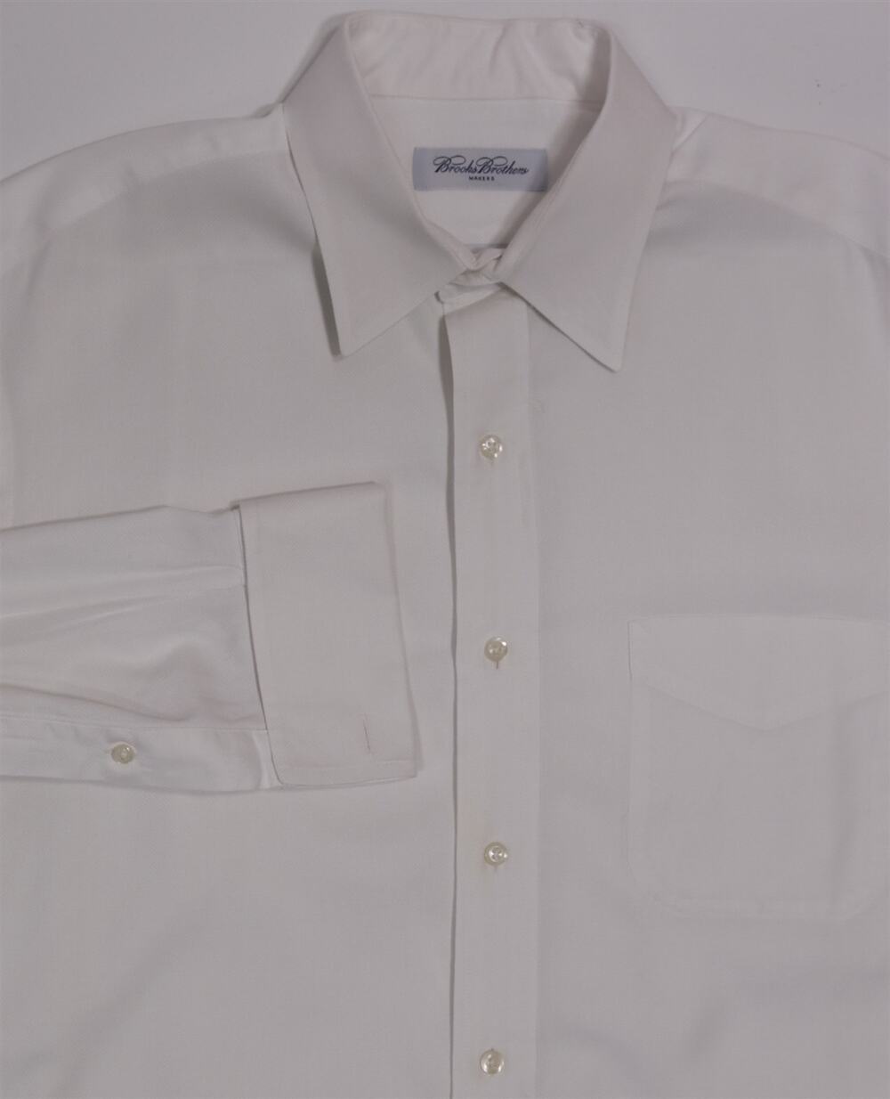 Brooks Brothers Solid White Woven Cotton French Cuff Dress Shirt 16-32